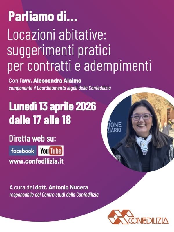 locazioni abitative contratti di affitto e adempimenti VS Seminario online con l’avv. Alessandra Alaimo (Coordinamento legali della Confedilizia) sul tema delle locazioni abitative: suggerimenti pratici su contratti e adempimenti
