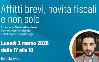 Affitti brevi, novità fiscali e non solo – Seminario on-line